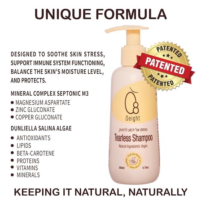 Oeight Natural Baby Soap with Tearless Baby Shampoo for Gentle and Sensitive Skin, Hair 200ml Baby Body Wash Baby Soap for Newborn, Hypoallergenic, Dermatologically Tested, Made in Israel