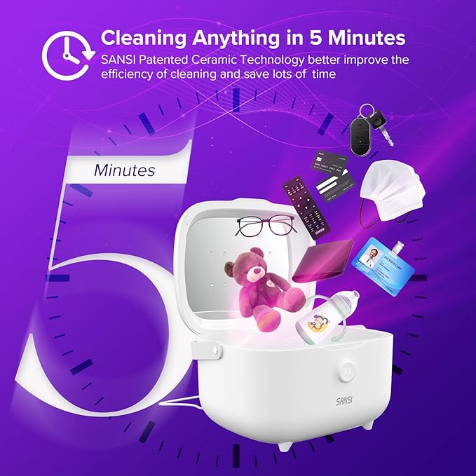 SANSI 15W UV Light Sanitizer Box with 360° UVC Chips, Sanitizes in 5 Minutes 5.1L Large Capacity Sanitizer for Baby & The Whole Family