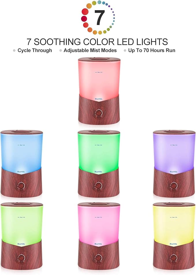 BlueHills Premium 3000 ML XL Essential Oil Diffuser Aroma Humidifier 3 Liter Big 3L Capacity Huge Size Plant Baby Living Room Home Decor Aromatherapy Diffuser for Large Room Dark Wood Grain 3L-K3