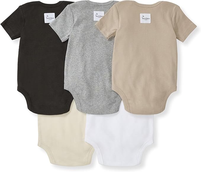 Burt's Bees Baby Organic Cotton Bodysuits – Baby Boy & Girl Short and Long Sleeve One-Pieces, 5-Pack