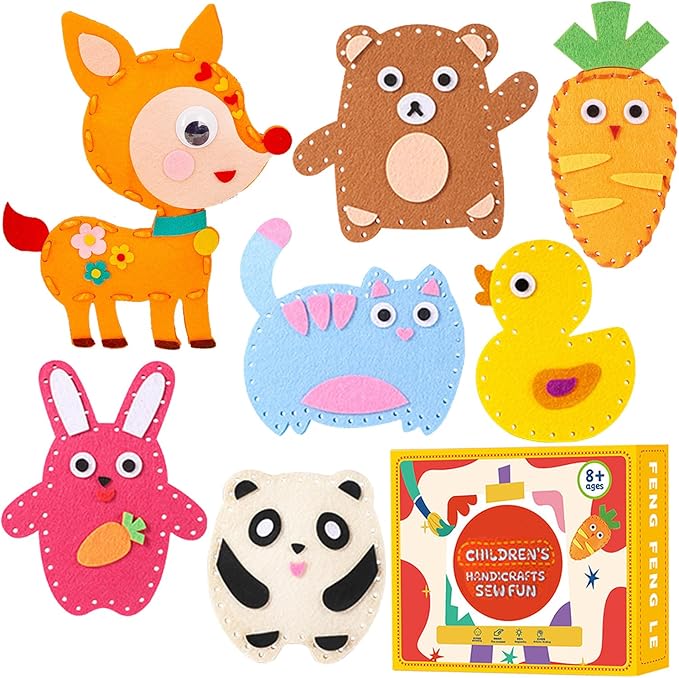 Eubeneortho Sewing Kit for Kids,Felt Animals Sew Craft Kit for Beginners,Fun and Educational Kids DIY Projects Craft and Sew Set Gift for Ages 6+ Girls, Boys, Learn to Sew