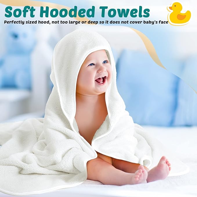 Chumia 6 Pack Baby Bath Towel Coral Fleece Soft Absorbent Newborn Hooded Towel for Kid 30 x 30 Inch Toddler Bath Blanket for Babies Infant Shower Gift(White)