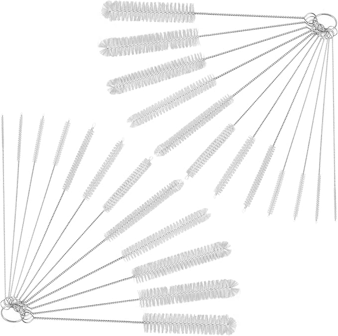 24PCS Long Straw Cleaner Brushes, 12 Sizes Nylon Pipe Tube Cleaner, Tube Cleaning Brush Set for Small Spaces, Sippy Cups, Water Bottle, Metal and Plastic Drinking Straw Cleaning