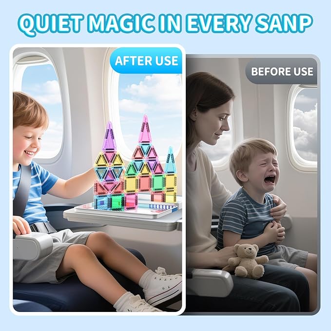 40PCS Mini Magnetic Tiles Travel Set, Portable STEM Building Blocks for Kids with Metal Storage Box, Montessori Sensory Toys for Classroom & Travel, Ideal Gift for Boys & Girls