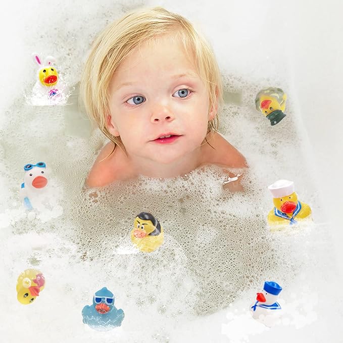 XY-WQ Rubber Duck 50 Pack for Jeeps Bath Toy Assortment - 2.3 Inch Bulk Floater Duck for Kids - Baby Showers Accessories - Party Favors, Birthdays, Bath Time, and More (50 Varieties)