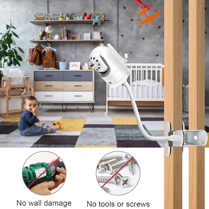 Flexible Clip clamp Mount Compatible with Infant Optics DXR-8 and DXR-8 PRO Video Baby Monitor Camera 15.7 inches Flexible Long Gooseneck Arm, Baby Monitors Holder for Crib Baby Camera Stand