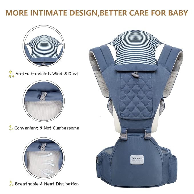 Baby Carrier 6-in-1 Newborn to Toddler, Baby Carrier with Hip Seat Lumbar Support 7-41 lbs, Baby Soft Carrier for All Seasons & Positions, Adjustable Size for Shopping Hiking Travelling