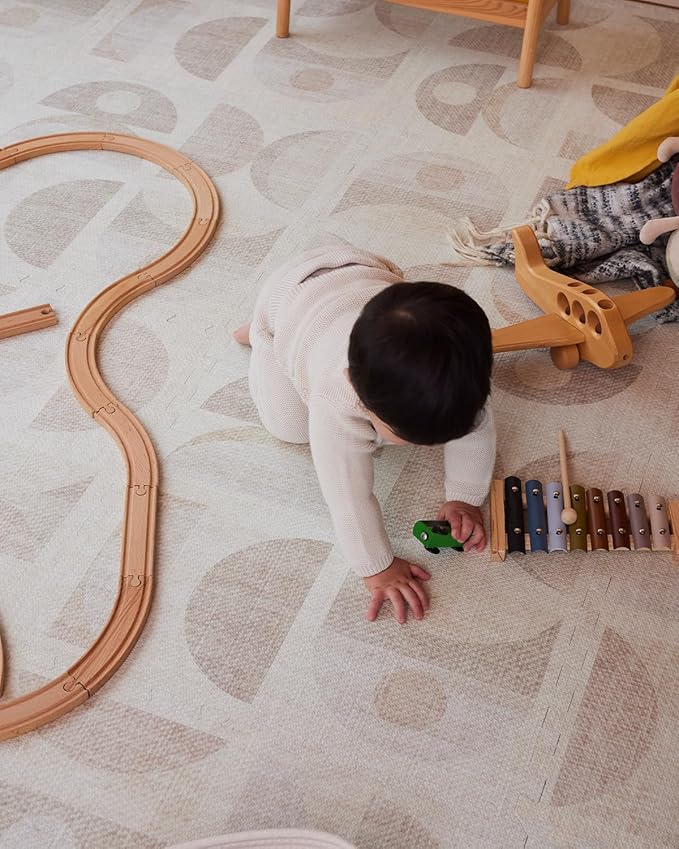 House of Noa Baby Play Mat – 4x6 Sandstone Luna – Set of 6 Tiles – Cushioned EVA Foam Play Mat for Floor, Soft Interlocking Baby Crawling Mats for Hard Floors