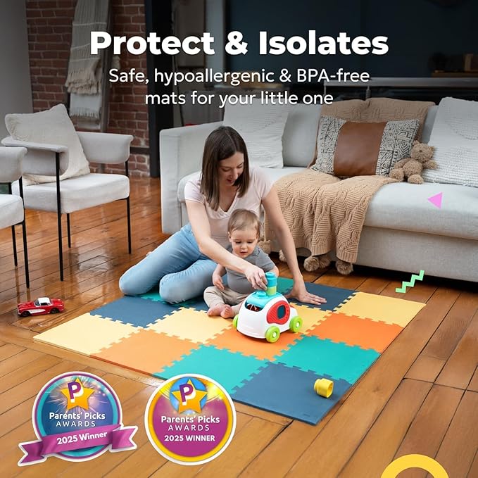 MioTetto Baby Play Mat, Soft Foam Floor Tiles for Kids. Adjustable Interlocking Foam Tiles, Fits with 50x50 Playpen Baby mat for Crawling & Development, Safe & Non-Toxic Playmat for Babies 6-12 Months