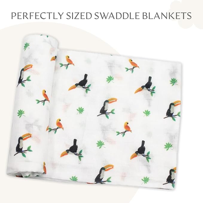 Muslin Baby Swaddle - Breathable Receiving Blankets for Newborn Baby, 70% Viscose derived from Bamboo, 30% Spandex, Imported