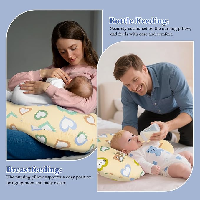 Nursing Pillow & Breastfeeding Pillow – Ergonomic C-Shape for Breastfeeding & Bottle Feeding, Standard Size Breathable with Washable Cover, Hypoallergenic,Tummy Time & Sitting Support (0-18 Months)