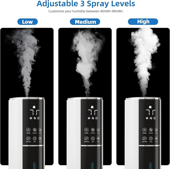LUDATIDO Large Humidifier for Bedroom, 9L/2.5Gallon Cool Mist Humidifier with Humidistat, 360°Nozzle,350ML/H BigMist Level, Cover up to 550ft², Quiet 30db with essential oil diffuser