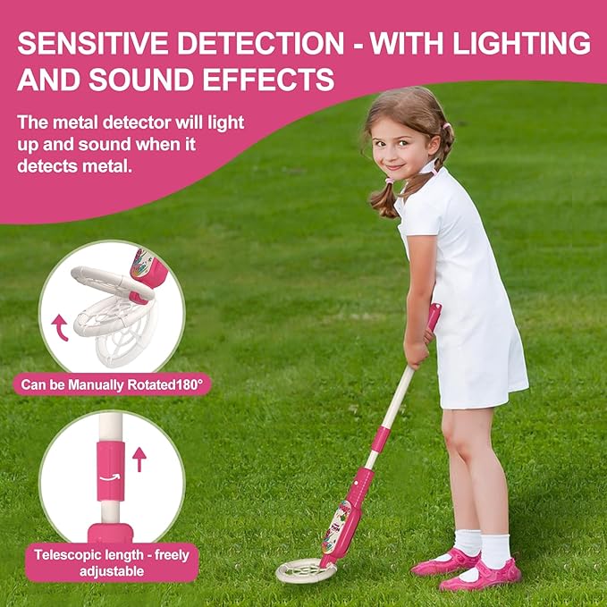 Outdoor Adventure Metal Detector for Kids Toys Set,Outdoor Beach Toys for Kid, with Shovel,Compass, etc.Kids Metal Detector Gift Toys for Ages 3+