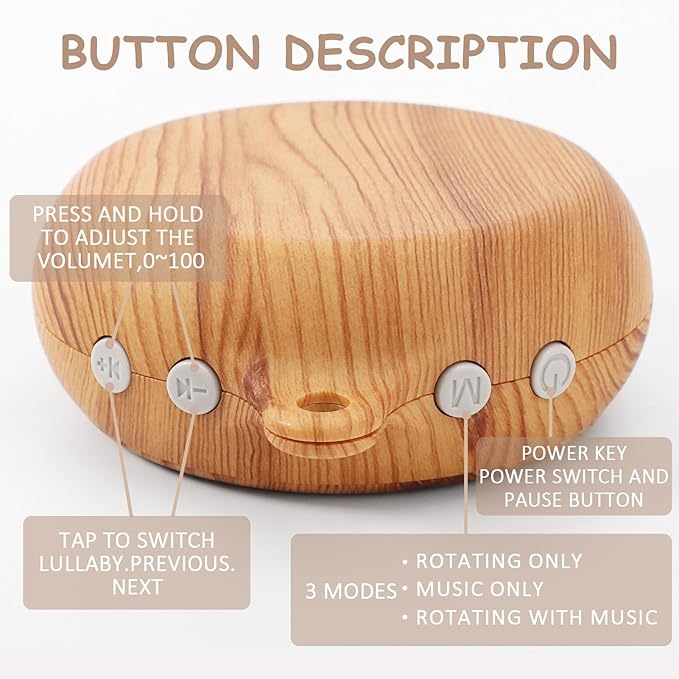 Baby Mobile Rotary Music Box Imitation Wood with Rotating Hook Crib Mobile Motor