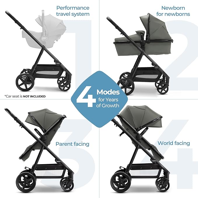 Mompush Baby Stroller, Convertible 2-in-1, Infant Car Seat Compatible, Includes Adapter - Sturdy Full-Size Infant Stroller for Family Adventures