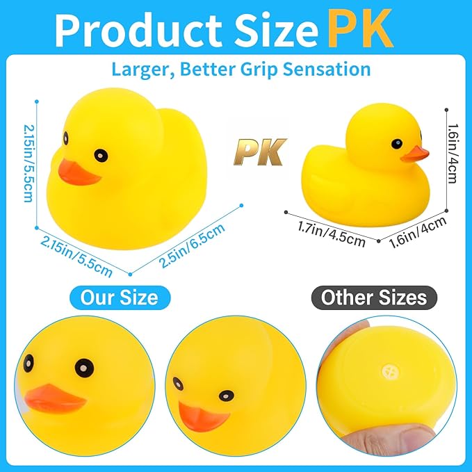 20Pcs Yellow Rubber Ducks Bath Toys, 5 Colors Bathtub Floating Squeaky Duck Bulk Baby Preschool Bath Toy for Baby Shower Infants Kids Toddler Birthday Party Decoration Gift(Large)