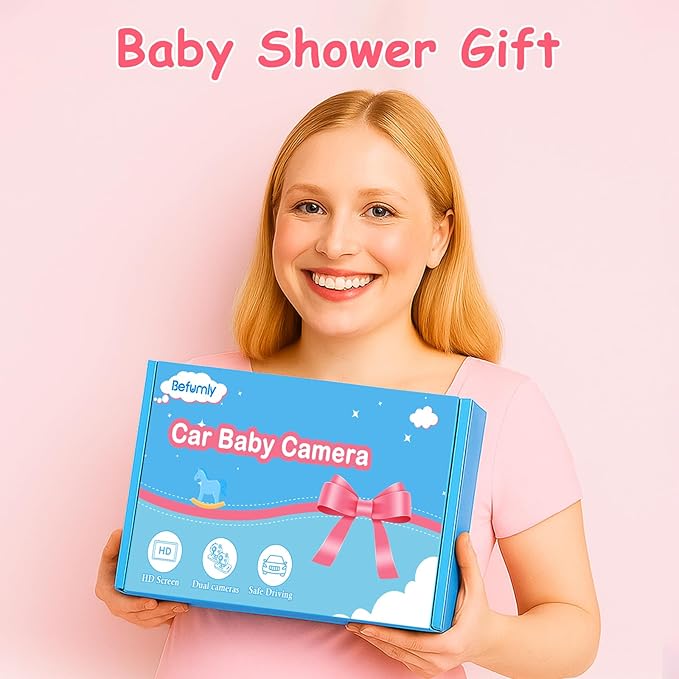 2-Kids Baby Car Camera Recording: HD 1080P Dual Backseat Cameras with 7” Split-Screen Display - Night Vision, 360° Rotation, Easy Installion for Twins & Siblings