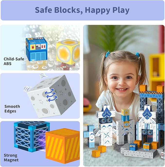 Magnetic Blocks Magnet Toys for Kids - 154Pcs Magnetic Building Blocks Cubes, STEM Montessori Sensory Toys for Boys Girls Age 3 4 5 6 7 8 9 10 Birthday Gifts