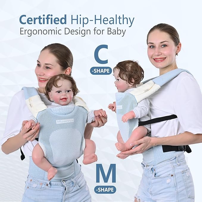 Baby Carrier Newborn to Toddler, Lightweight Baby Wrap Carrier, Carrier for 7-33 lbs, Easy Adjustable, Soft Breathable Baby Carrier, Blue