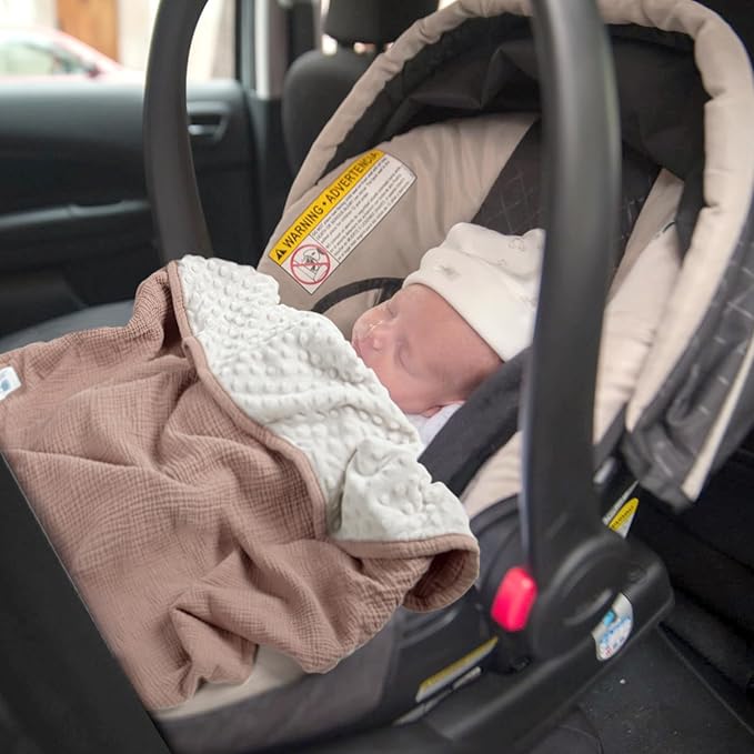 lulumoon Baby Blanket for Newborn Receiving: Minky Dot & Muslin Lightweight - Thermal Blanket Gift for Baby Shower & Hospital Welcoming 30"x40"（Sand）