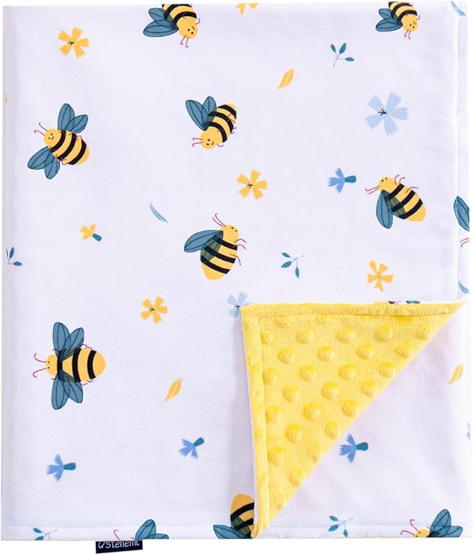 QSTEHEML Baby Blankets Neutral for Boys Girls,Super Soft Nursery Minky Blanket Unisex, Baby Gifts Double Layer with Dotted Backing, Newborn Blankets for Crib Stroller(Bee, 30 * 40inch)