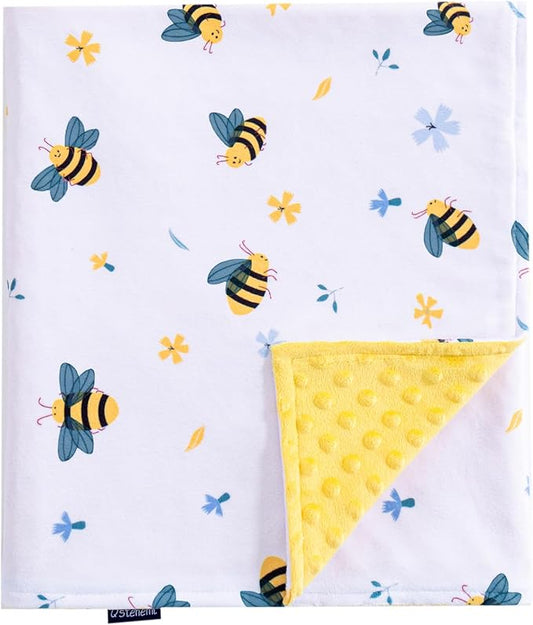QSTEHEML Baby Blankets Neutral for Boys Girls,Super Soft Nursery Minky Blanket Unisex, Baby Gifts Double Layer with Dotted Backing, Newborn Blankets for Crib Stroller(Bee, 30 * 40inch)