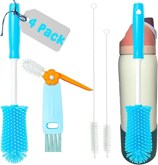 4 Pack Water Bottle Cleaning Kit Straw Cleaner Bottle Brush Cleaner for Owala FreeSip 24oz/32oz/40oz, Silicone Long Brush for Owala, Sport Bottles, Water Bottles, Coffee Mugs