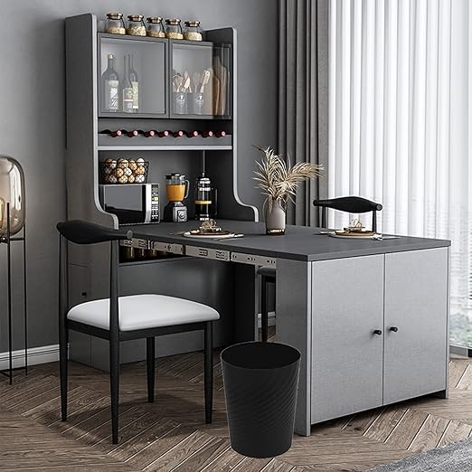 UUJOLY Plastic Small Trash Can Wastebasket, Garbage Container Basket for Bathrooms, Laundry Room, Kitchens, Offices, Kids Rooms, Dorms, (Black, 1.8 Gallon/2 Pack)