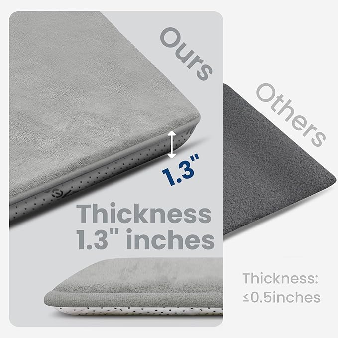 Baby Play Mat for Floor,1.3" Thick Elasti-Foam 50"×74" Playpen Mat for Tummy Time,Water Repellent Soft Coral Velvet for Toddler,Infant,Kids,Non-Slip Backing Safe for Crawling(Light Grey)