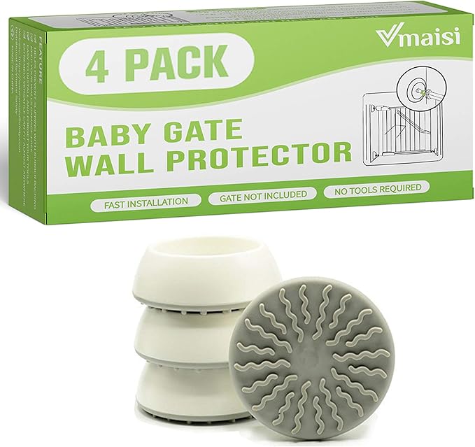 Vmaisi Baby Gate Wall Protector - Protect Walls from Pressure Mounted Pet Dog Gates, 4 Pack White