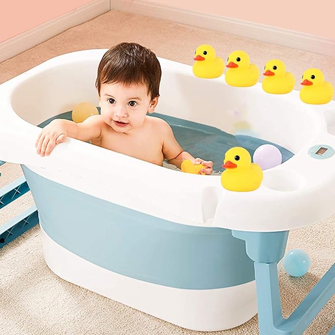Preschool Bath Toys Rubber Floating Squeaky Baby Wash Shower Toy for Toddlers Kids Party Decoration 12 Pcs (Yellow Duck)