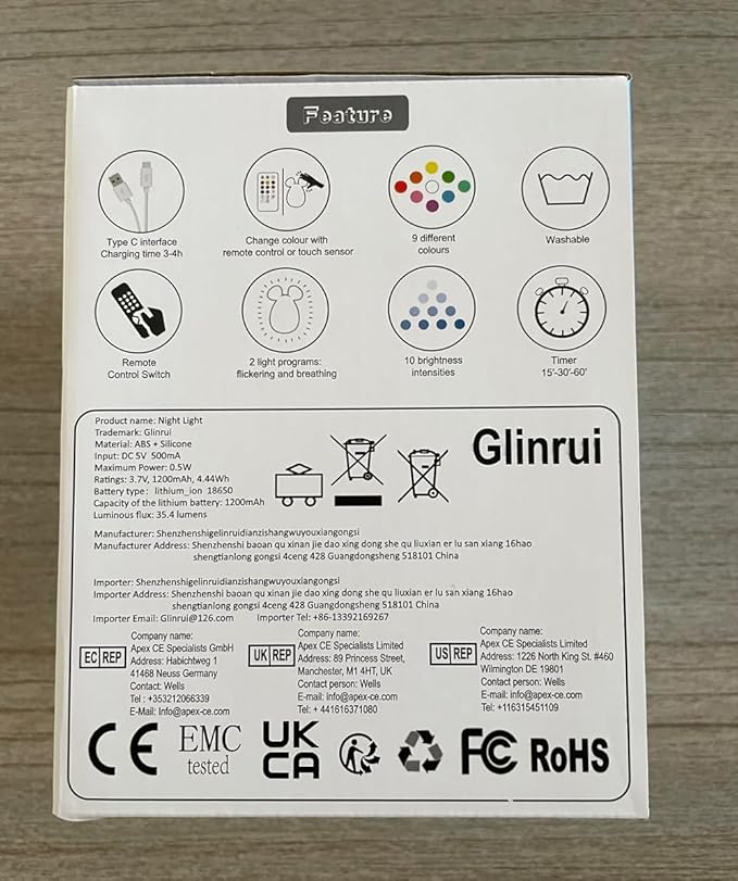 Large Owl Night Lights for Kids LED Nursery Lamp Children's Room Moon Bedside Lamp, Changeable Brightness & Color Child Table Night-Light, Lighting for Travel and Camping Child Gift - Large