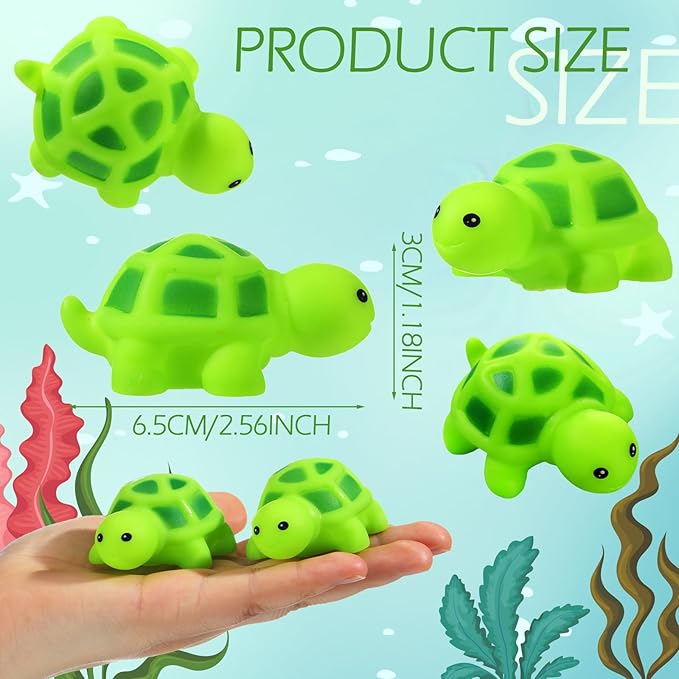 Syhood 50 Pcs Mini Rubber Turtle Bath Accessories Screaming Sound Rubber Turtles in Bulk Bathtub Turtles Squeaky Bath Turtle for Shower Birthday Party Decor (Multi Color)
