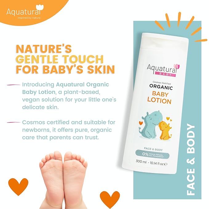Organic Baby Lotion for Newborn, Natural Face & Body Cream Moisturizer, Toddler, Delicate, Dry Skin - Gentle Kids Lotion Sensitive Skin, 10.14fl oz