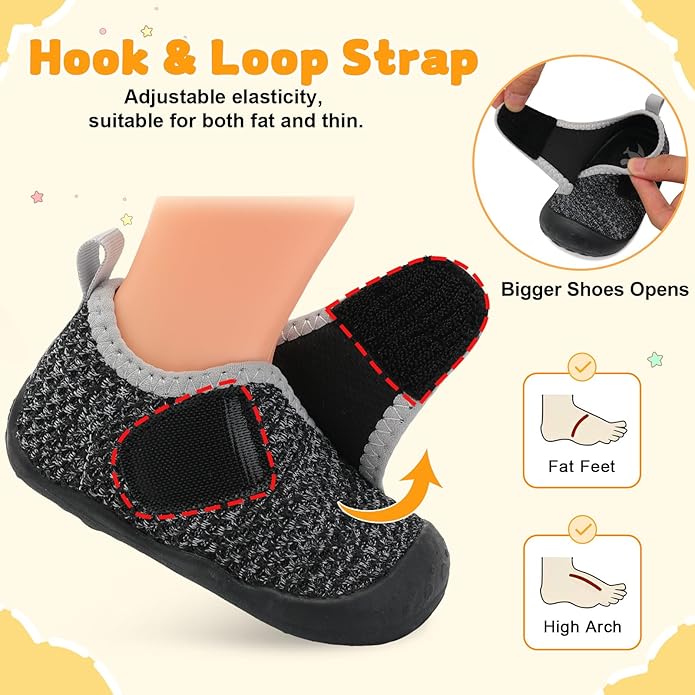 FEETCITY Baby First Walking Shoes Wide Baby Shoes Infant Sneakers Newborn Crib Shoe Barefoot Lightweight Slip On Shoe