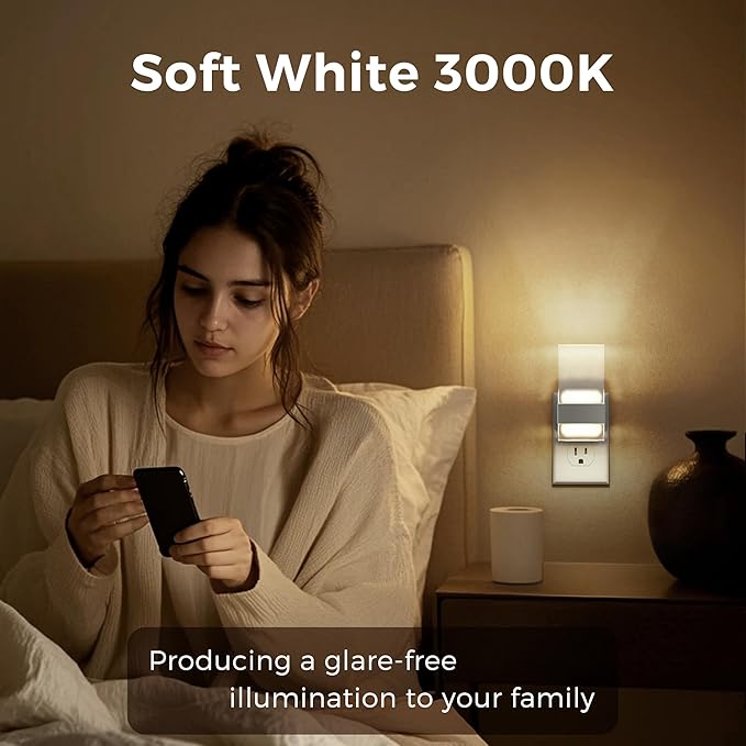 L LOHAS LED Night Light, 2 Pack Adjustable Color Temperature Night Lights Plug Into Wall, 2000K/3000K/5000K 3CCT Nightlight, Dusk to Dawn Sensor Dimmable Nightlights for Bathroom, Hallway, Gift