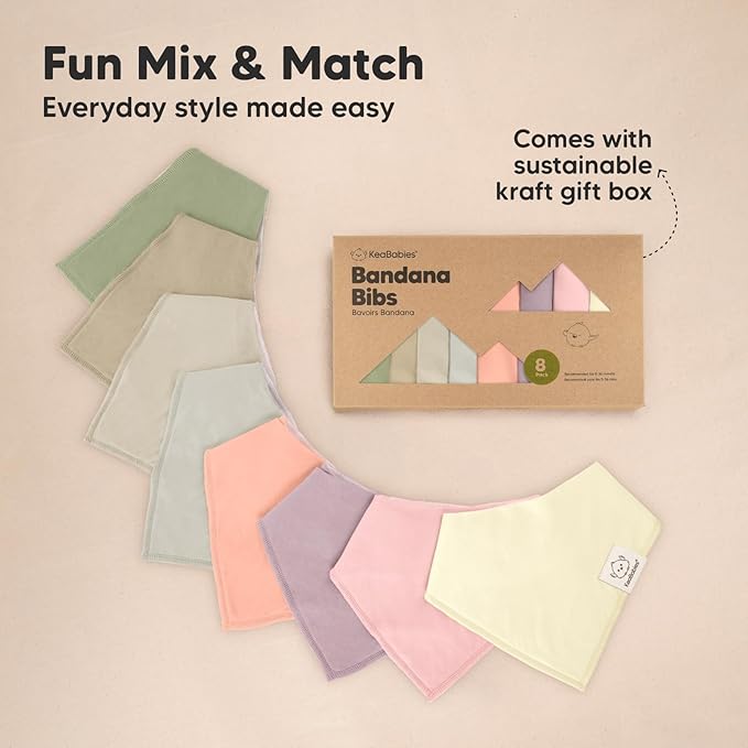 8-Pack Organic Baby Bandana Bibs for Girls - Super Absorbent Triangle Baby Bibs for Drooling and Teething Infant, 100% Cotton Extra Soft for Newborn, Infant 0-36 Months (Fleur)