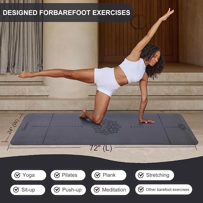 UMINEUX Yoga Mat Extra Thick 1/3'' & 2/5" Non Slip Yoga Mats for Women Eco Friendly TPE Fitness Exercise Mat with Carrying Sling & Storage Bag