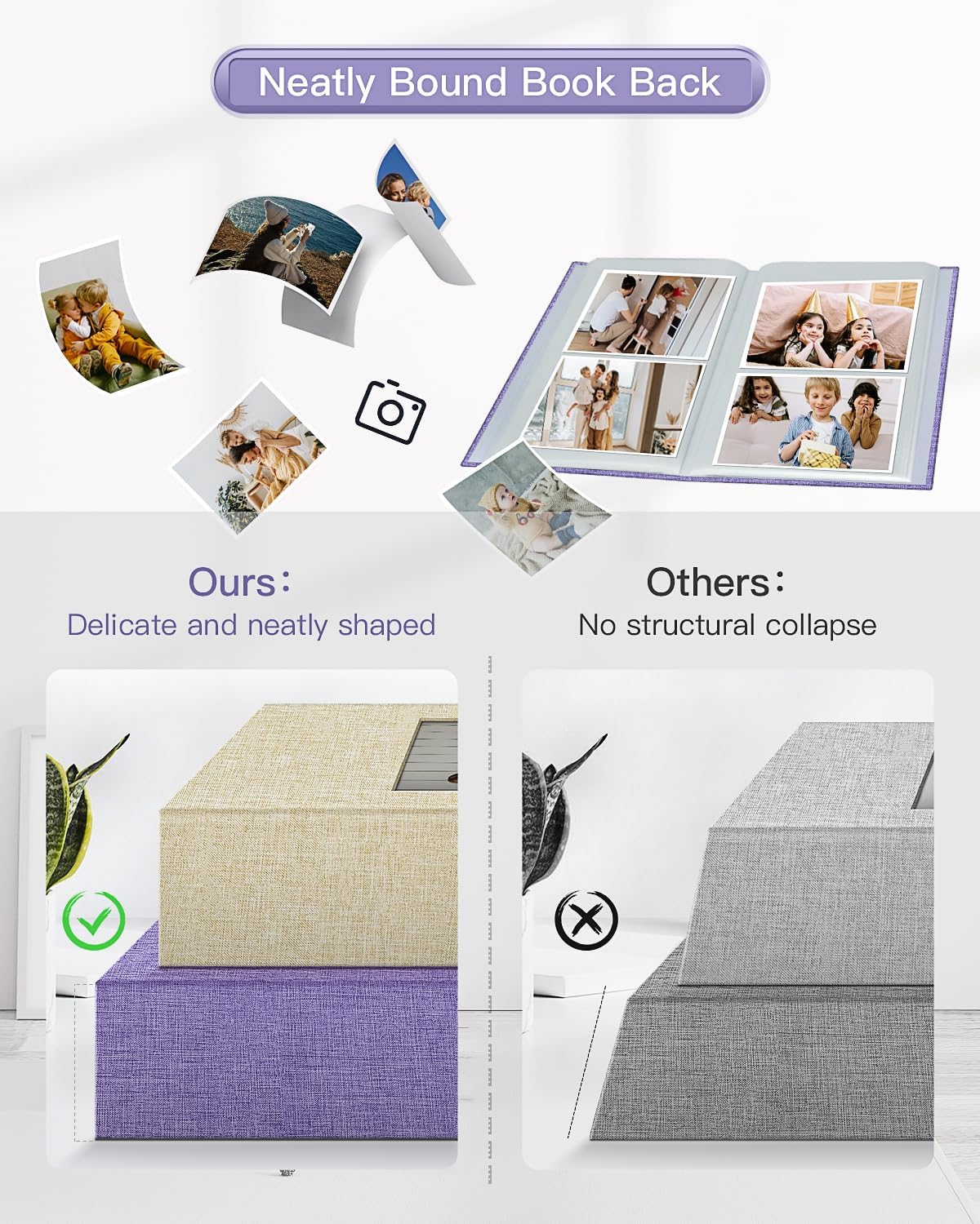 popotop Photo Album 4x6-200 Photos Photo Books with 200 Horizontal Pockets,Linen Cover Albums for Family Wedding Anniversary Baby Vacation Pictures