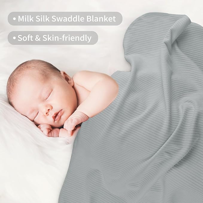 Jersey Swaddle Blanket, Ultra Soft Stretchy Receiving Blanket, Newborn Swaddle Wrap for Boys & Girls, 40 x 30 inches, 2 Pcs