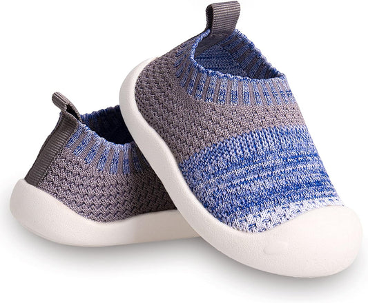 Baby First-Walking Shoes 1-4 Years Kid Shoes Trainers Toddler Infant Boys Girls Soft Sole Non Slip Cotton Canvas Mesh Breathable Lightweight TPR Material Slip-on Sneakers Outdoor