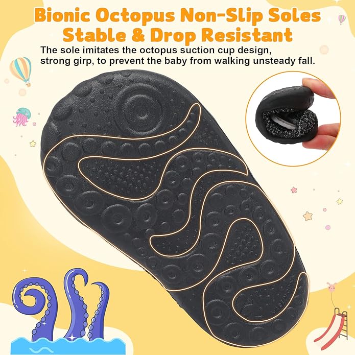 FEETCITY Baby First Walking Shoes Wide Baby Shoes Infant Sneakers Newborn Crib Shoe Barefoot Lightweight Slip On Shoe