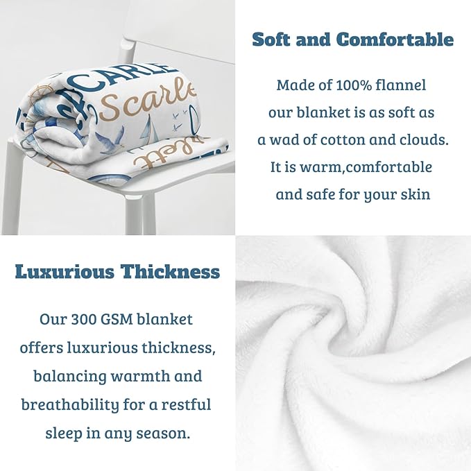 Personalized Baby Blanket- Custom Baby Blanket with Name for Girls and Boys, Super Soft Plush Fleece, Personalized Baby Gifts, Customized Name Blanket for Newborn