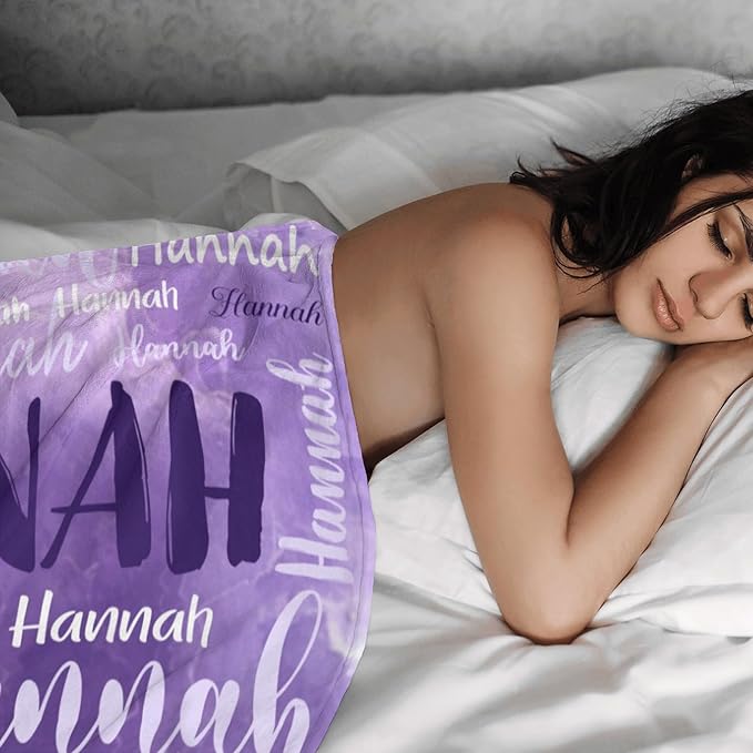 Personalized Custom Baby Blanket with Name for Girls Boys Kids Customized Flannel Blanket for Bed Nursery Room Baby Stroller