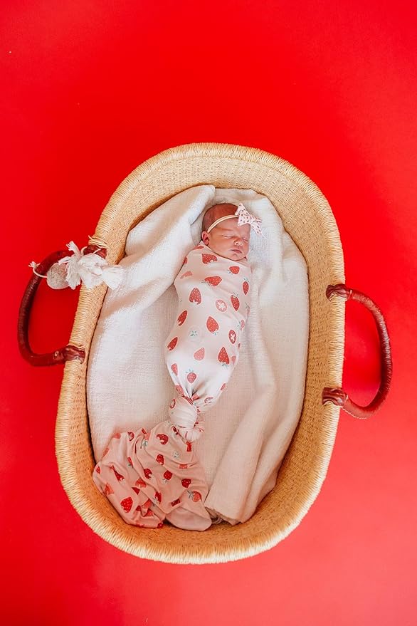 Copper Pearl Baby Swaddle Blanket - Wearable Premium Knit Baby Blanket, Large Soft Stretchy Receiving Blankets for Baby Boy and Girl, Swaddles for Newborn, Infant, and Toddler (Strawberry)