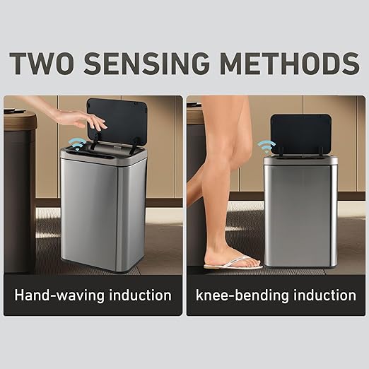 ELPHECO Stainless Steel Office Trash Can Motion Sensor Garbage Can Touchless Smart Trash Can Automatic Waste Bin for Kitchen, Office, Bathroom (Silver, 5.5 Gallons)