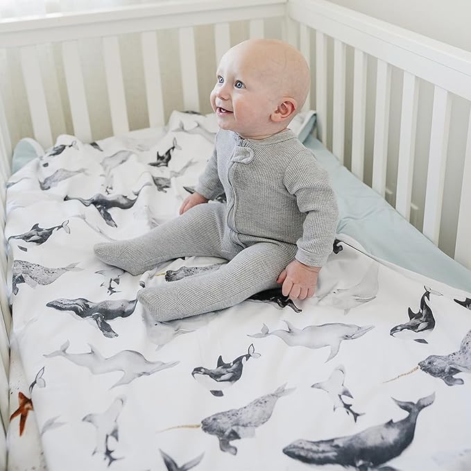 Pobi Baby Soft Neutral Blanket - Premium Cotton Toddler Quilt, Ideal for Boys & Girls - Warm, Soft Blankets (Seaside)