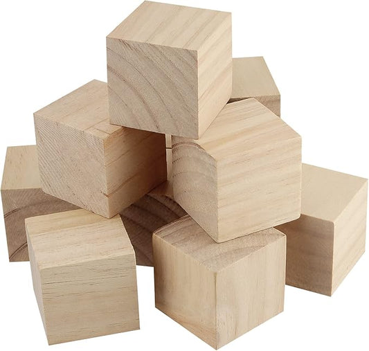 MANCHAP 45 Pack 2 Inch Square Wood Carving block, 5cm Carved Wood Cube, Natural Craft Wooden Unfinished Wood Block for DIY, Crafts, Home Decoration