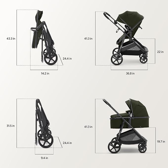 Mompush Wiz 2 in 1 Baby Stroller with Bassinet Mode, Convertible Infant Stroller for Newborn and Toddler with Reversible Seat and Large UPF 50+ Canopy