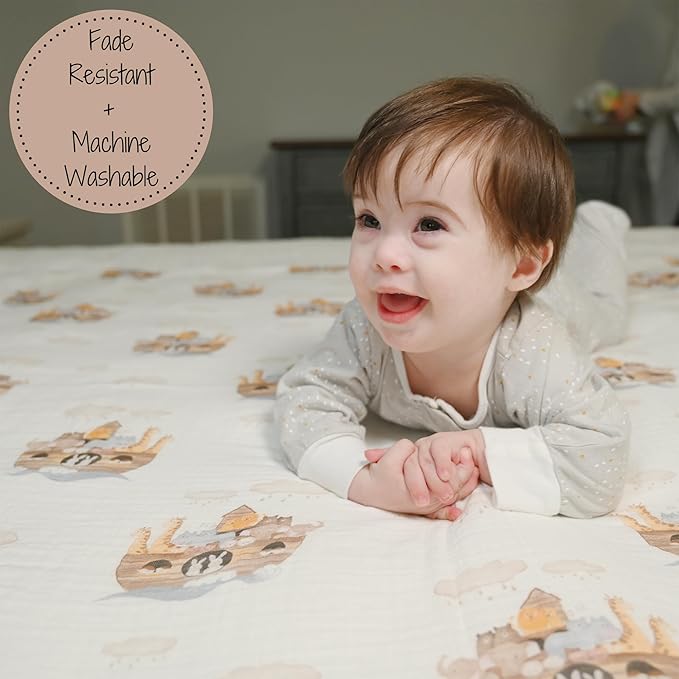 LollyBanks Muslin Swaddle Blanket | 100% Muslin Cotton | Gender Neutral Newborn and Baby Nursery Essentials for Girls and Boys, Registry | Noah's Ark Print